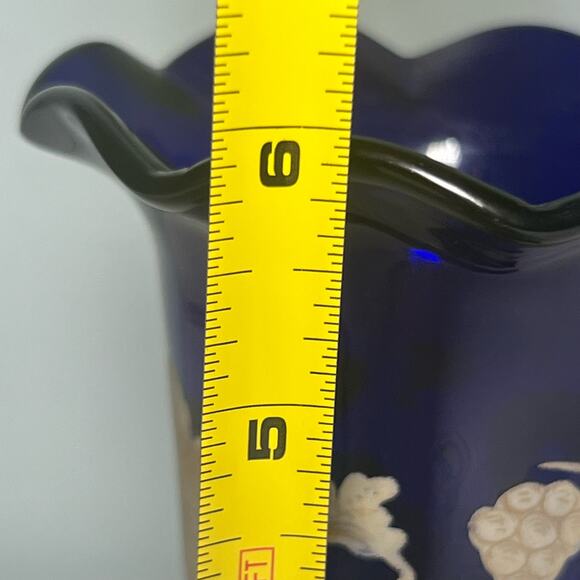 Antique Moser Bohemian Czech Cobalt Blue Vase Hand Blown Ruffle Mouth 6 Inches - Picture 6 of 11